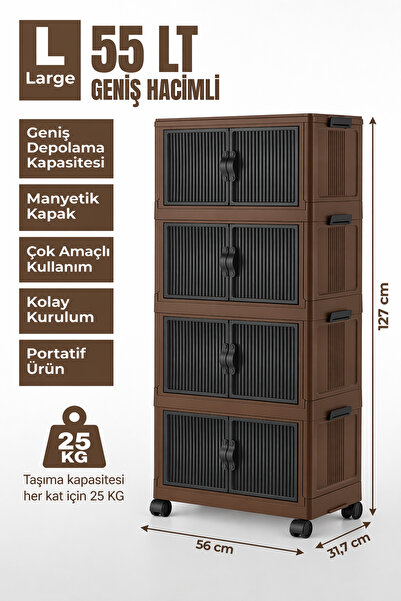Mim Life Çok Amaçlı Dolap Organizer 4 Katlı Tekerlekli Saklama Dolabı Mutfak ...