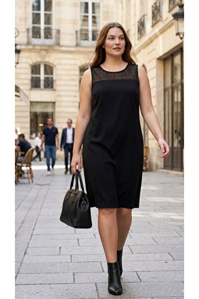 MAXLEVEL MODA ΜΑΥΡΟ ΦΟΡΕΜΑ ΜΕ ΔΑΝΤΕΛΕΣ ΣΤΟ ΛΑΙΜΟ ΚΑΙ ΚΟΝΤΟΜΑΝΙΚΟ ΓΥΝΑΙΚΕΙΟ ΦΟ...