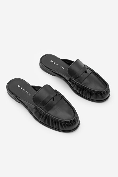 Marjin Γυναικείες παντόφλες από γνήσιο δέρμα, με κλειστό μπροστινό μέρος, ραμ...