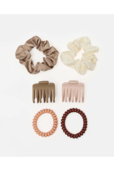 REDTAG Women Multicolour Hair Claw Spiral Hair Tie and Scrunchie Set