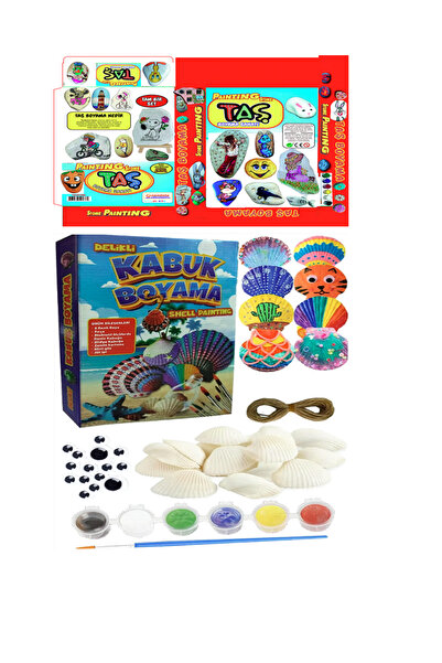 anadolu pazarlama Taş Boyama Seti + Kabuk Boyama Seti Yaratıcı Boyama, Hobi v...
