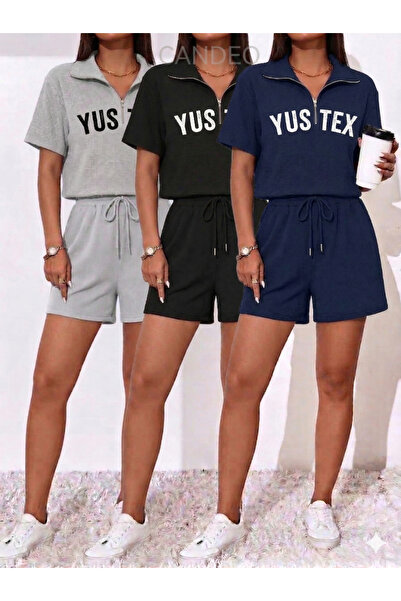 yx yustex sport Γυναικείο Σετ Σορτς 3 τεμαχίων - Μαύρο, Γκρι, Ναυτικό Μπλε Ψη...