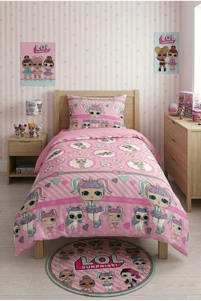 CAQQA Set de lenjerie de pat elastică Lol Doll, 4 piese, pentru copii |   Tânăr