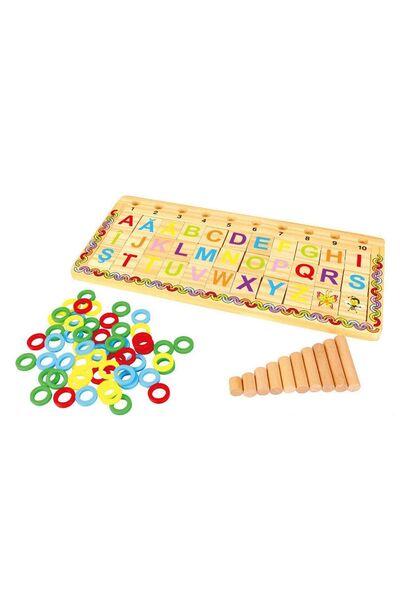 ZanaCasei Εκπαιδευτικό Ξύλινο Παζλ με Αλφάβητο & Αριθμούς 41,5x19εκ.