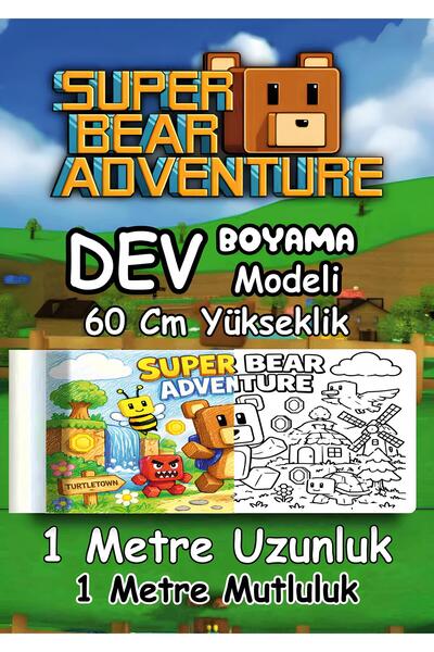 Joyygift SUPER BEAR ADVENTURE DEV BOYAMA BOYAMA RULO KAĞIT ETKİNLİK KAĞIDI BO...