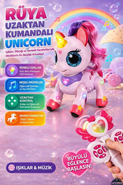 Apexma 2.4GHz Uzaktan Kumandalı Şarjlı Robot Unicorn Oyuncak Sihirli Asalı 22...