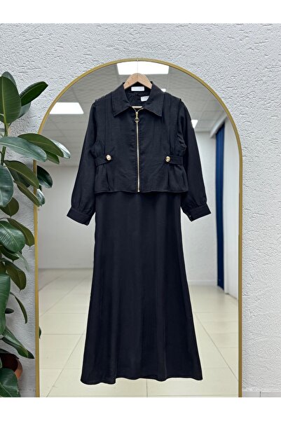 MİHRA STORE Φόρεμα Bendu με Πλαϊνές Επωμίδες και Φερμουάρ - MF1799 Μαύρο