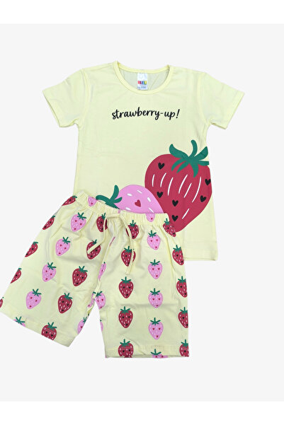 zahider Κοριτσίστικο βαμβακερό καλοκαιρινό σετ πιτζάμες με στάμπα και σορτς (...