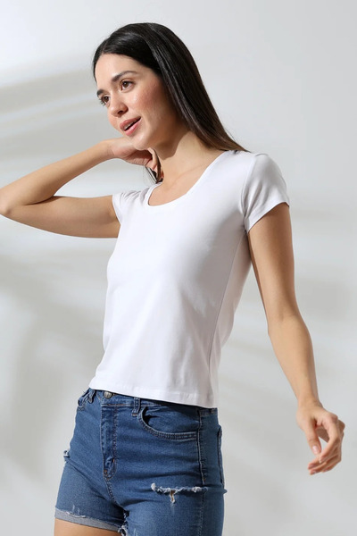 ubmbutik Kadın Kısa Kol Kare Yaka Body