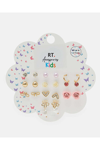 REDTAG Girls Assorted Studs Embellished Set (10 Pairs)