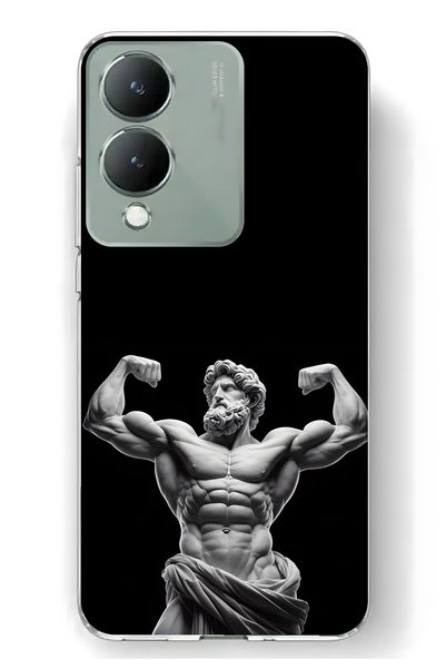 FLAMENKO حافظة هاتف شفافة متوافقة مع Vivo Y17S بنمط تمثال قديم لرجل عضلي
