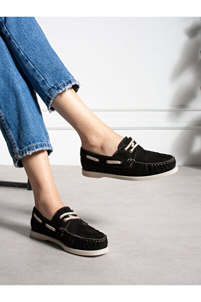 ALEMDAR AYAKKABI ELMAR Μαύρο Γυναικείο Loafer με Κορδόνια