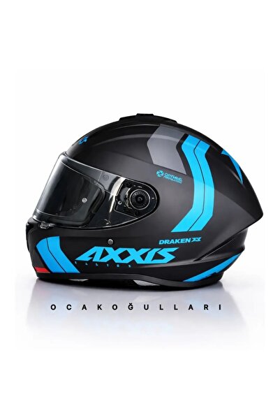 AXXIS DRAKEN S SLIDE B7 MATT FLUOR BLUE MOTORCU KASKI