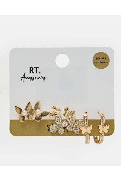 REDTAG مجموعة أقراط ذهبية للنساء 3 أزواج