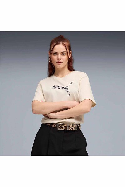 Puma Γυναικείο βαμβακερό μπλουζάκι με λογότυπο και κοντά μανίκια-C5