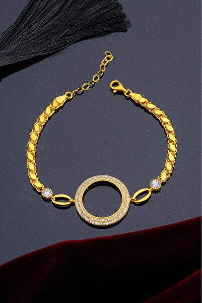 innuendo jewelery 925 Ayar Gümüş Arpa Zincirli Taşlı Çeyrekli Bileklik