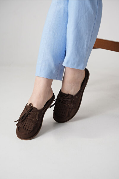 DAD WOLF Σουέντ Παντόφλες Loafer με Φούντες και Κορδόνια, Καθημερινές Παντόφλ...