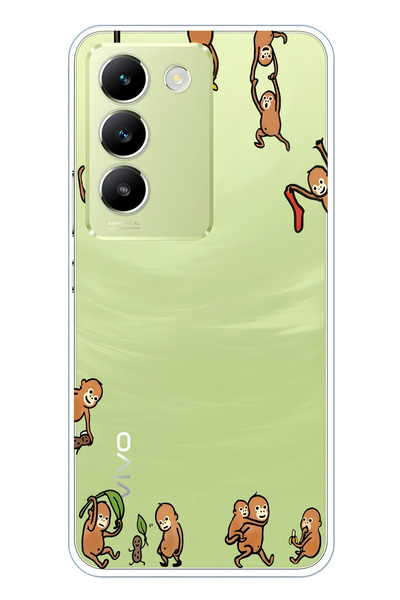FLAMENKO حافظة هاتف شفافة متوافقة مع نمط Monkeys من Vivo V30 Lite