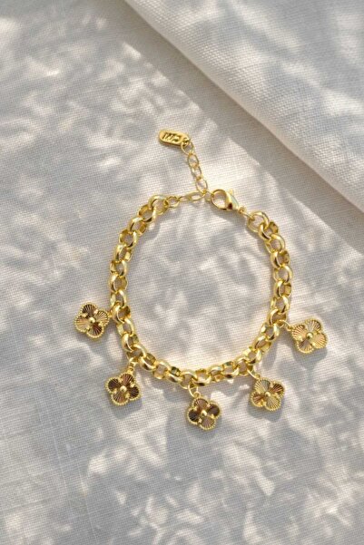 Mope Accessories Altın Kaplama Yonca Figürlü Charm Bileklik