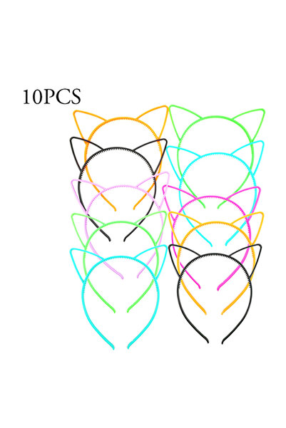ZCM-HAPPY 10-Piece Cat Ears Headbands Multicolour