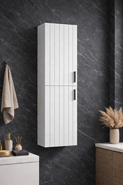 Gold Ban-yom RIO 38X139 BEYAZ MDF Banyo Boy Dolabı