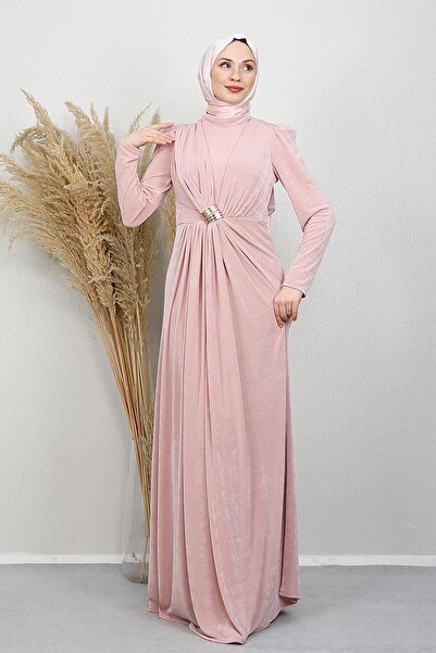 GİYZAMİLA Berrak Buzy Abiye Soft Pembe