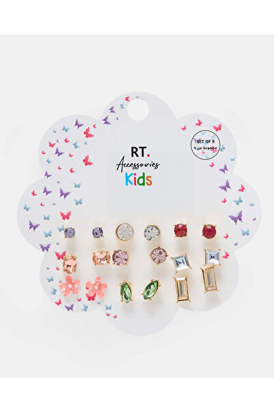 REDTAG Girls Assorted 9-Piece Stud Earring Set