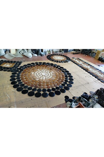 Victory Leather Carpet Dekoratif orjinal deri halı kahve krem ürün ölçüleri (...
