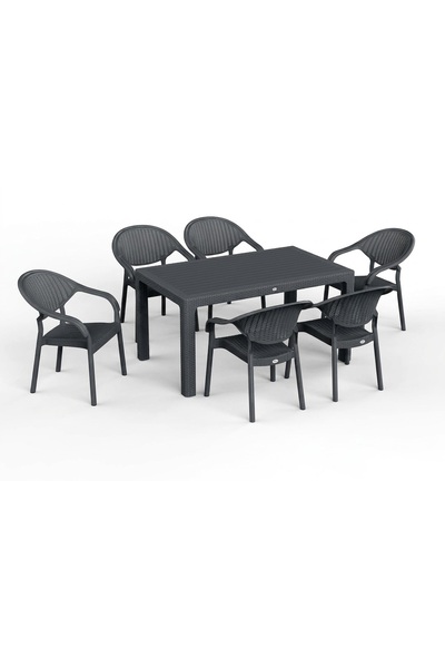Asil Konsept 90 x 150 Bambu Plastik Rattan Camsız Bahçe Balkon Teras Masa Tak...
