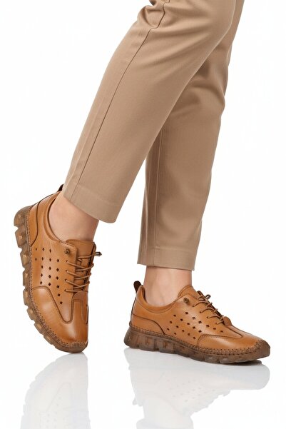 AYAKMOD Tan Genuine Leather Women's Casual Shoes 0007 Z