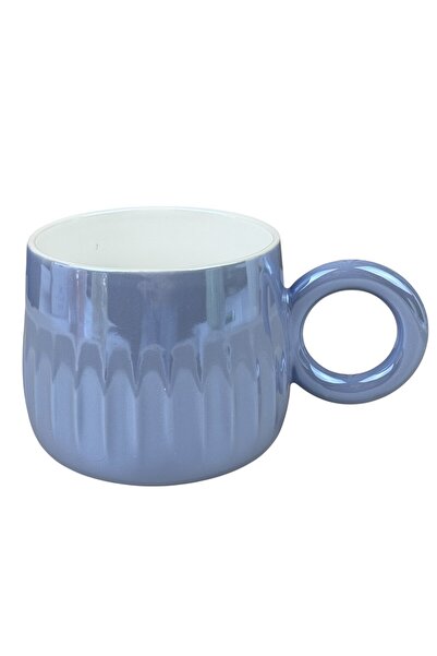 OEM Κεραμική κούπα  "Ring Pastel " μπλε, με στρογγυλή λαβή, 400 ml