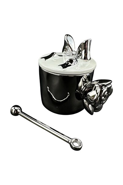 OEM Κεραμική κούπα με καπάκι και αναδευτήρα, με ασημένιο τριαντάφυλλο αντί γι...