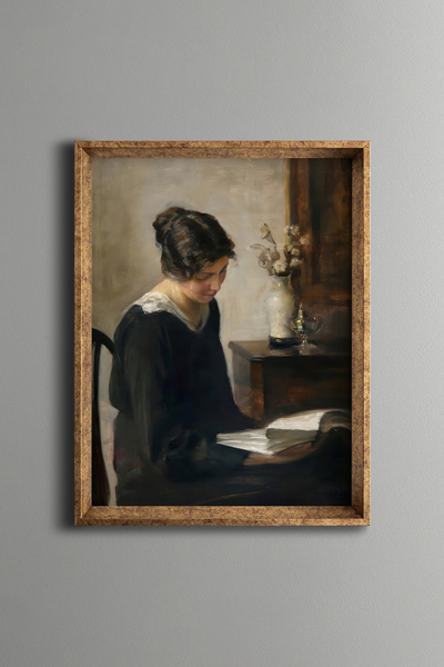 epiqart امرأة تقرأ كتابًا - إطار بنمط عتيق - موديل نحيف