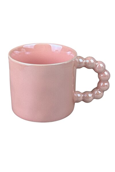 OEM Ροζ κεραμική κούπα με λαβή από πέρλες, 330 ml