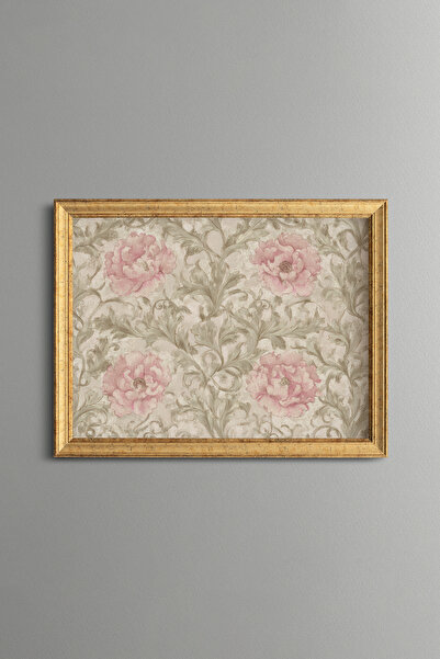 epiqart Pink Floral Motif - Vintage Patterned Frame - Slim Model