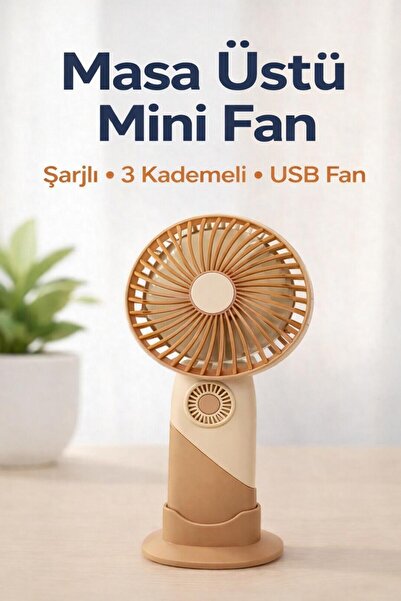 Inovaxis Standlı Şarjlı Mini El Fanı – 3 Kademeli, Sessiz, Taşınabilir Masaüs...