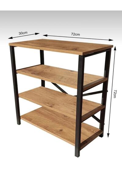 WOODENSA 4 Raflı Ayakkabılık Metal Ayaklı Ayakkabı Dolabı - Meşe