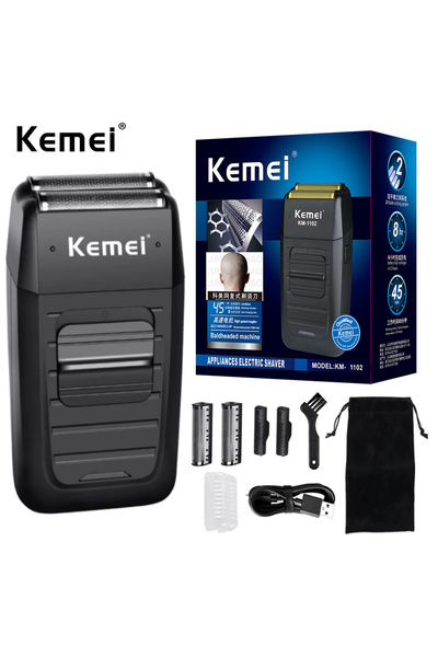 Kemei KM-1102 şarj edilebilir bataryalı akülü tıraş makinesi erkekler için ...