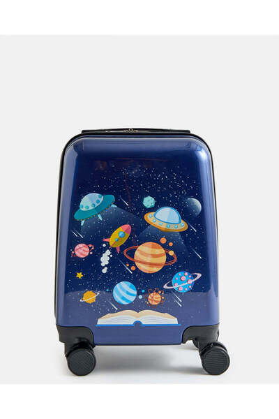 REDTAG Blue Kids Trolley Case 16” – Space Planets Print