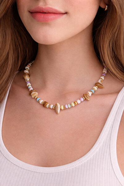 MakeWell Renkli Boncuklu Yazlık Kolye – Minimal Choker Kadın Kolye (Pastel Ta...