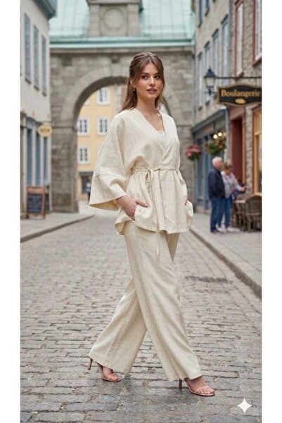 newmisal ΓΥΝΑΙΚΕΙΟ ΣΕΤ ΠΑΝΤΕΛΟΝΙ ΚΙΜΟΝΟ ΑΠΟ ΛΙΝΟ ΥΦΑΣΜΑ ΜΕ ΔΙΑΚΟΣΜΗΤΙΚΑ ΒΟΛΑΝ...