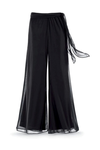 MERİT FASHION Büyük Beden Kuşak Detaylı Şifon Pantolon