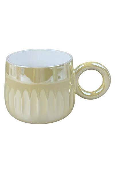 OEM Κεραμική κούπα  "ring pastel ", με στρογγυλή λαβή, κίτρινη, 400 ml