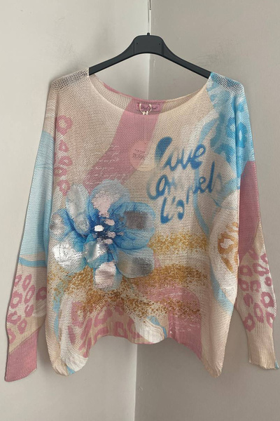 AYASOFYA OTANTIK Γυναικεία ιταλική μπλούζα πουλόβερ με μανίκια νυχτερίδα και ...