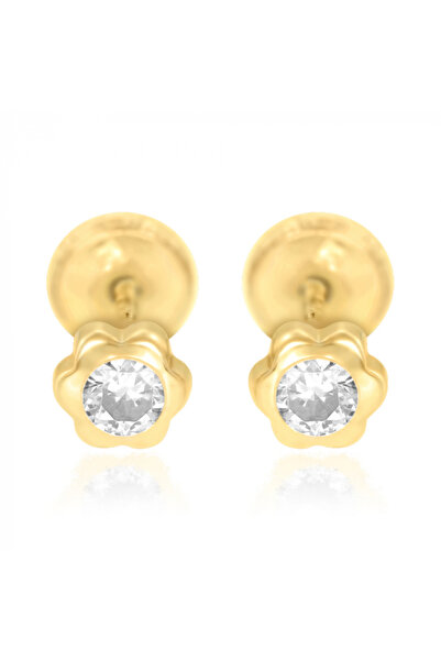 KALINI Προστατευτικά Σκουλαρίκια από Κίτρινο Χρυσό 14Κ, Μεγάλα Λουλούδια με Ά...