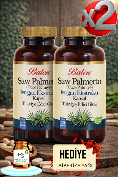 Balen 2 Adet Saw Palmetto Cüce Palmiye Isırgan Ekstraktı Kapsül 60 Adet + HED...