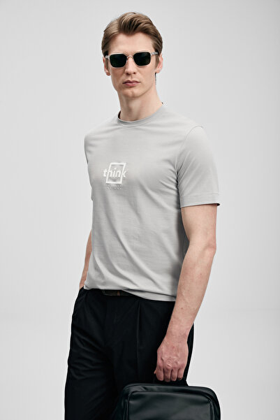 Lufian Μοντέρνο γραφικό μπλουζάκι Think σε γκρι χρώμα