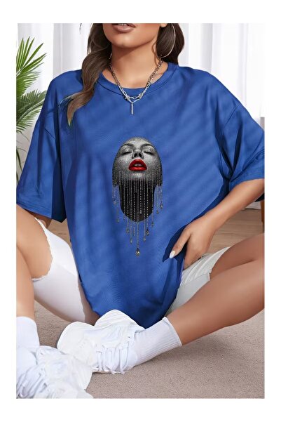 ZAVIXO -Women's Oversize Basic Artistic Face Print T-Shirt – 100% Cotton Soft...