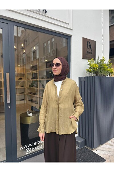 Almarwah Black 101008 Rahat Kesim Kadın Gömlek Yeşil
