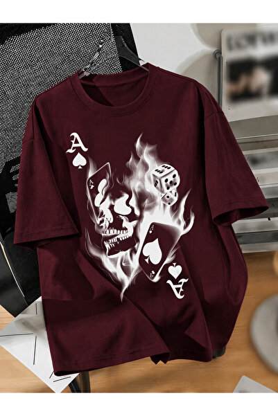 EYAX MODA KURU KAFA İSKAMBİL BASKILI UNISEX OVERSIZE TİŞÖRT / T-SHIRT